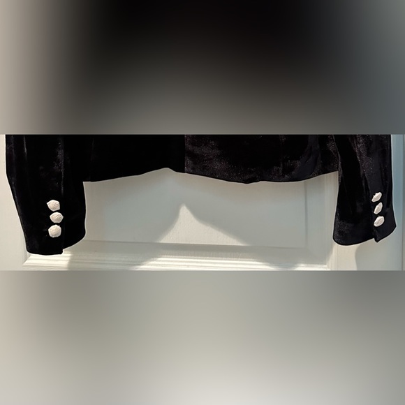 NWT Rachel Zoe Black Velvet Double Breasted Waistcoat Jacket w Gold Tone Buttons - Picture 11 of 11